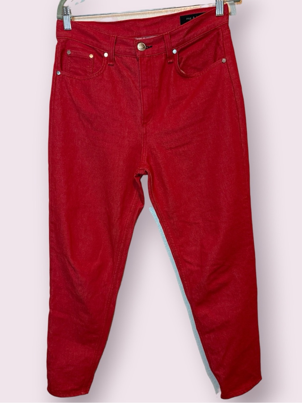 Rag & Bone Ash Slim Fit Tapered Jeans Bull Red Size 28